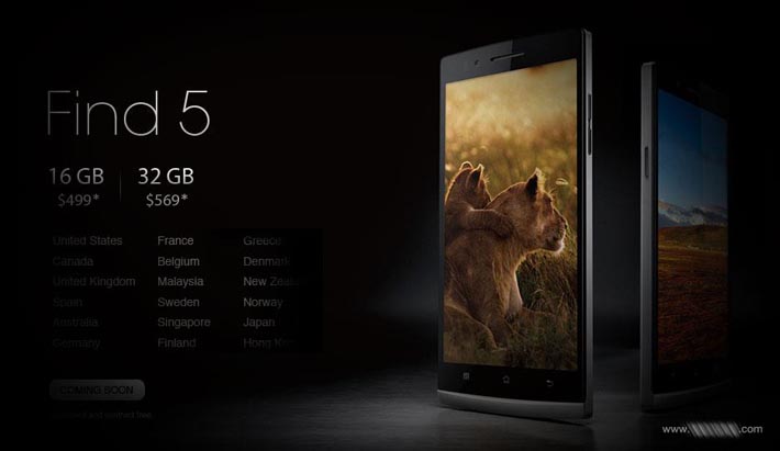 Oppo Find 5 Prices & Countries