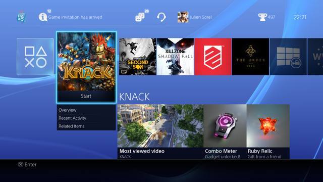 PlayStation 4 UI screenshot