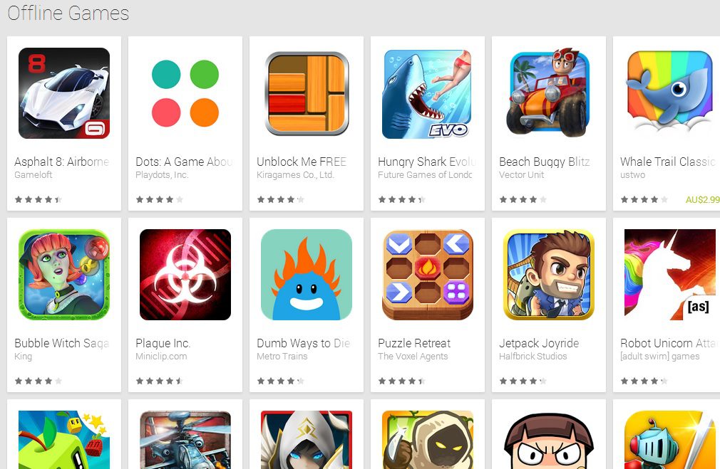 Google Play Store Offline Games