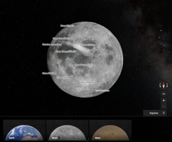Google maps moon