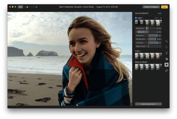 OS X Photos app editing tools