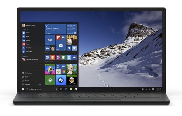 Windows 10 on laptop